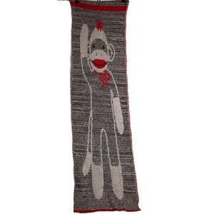 Green 3 Apparel Recycled Cotton Sock Monkey Scarf Long Novelty Whimsical 9.5x76"